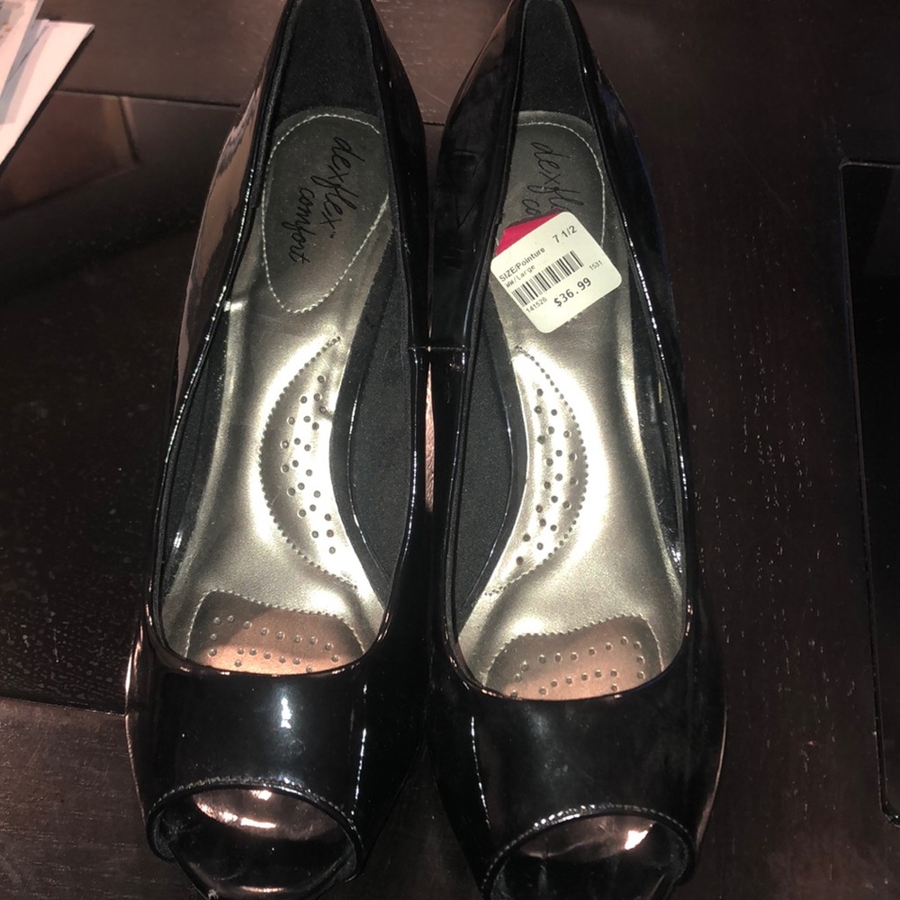 Black open toe high heels